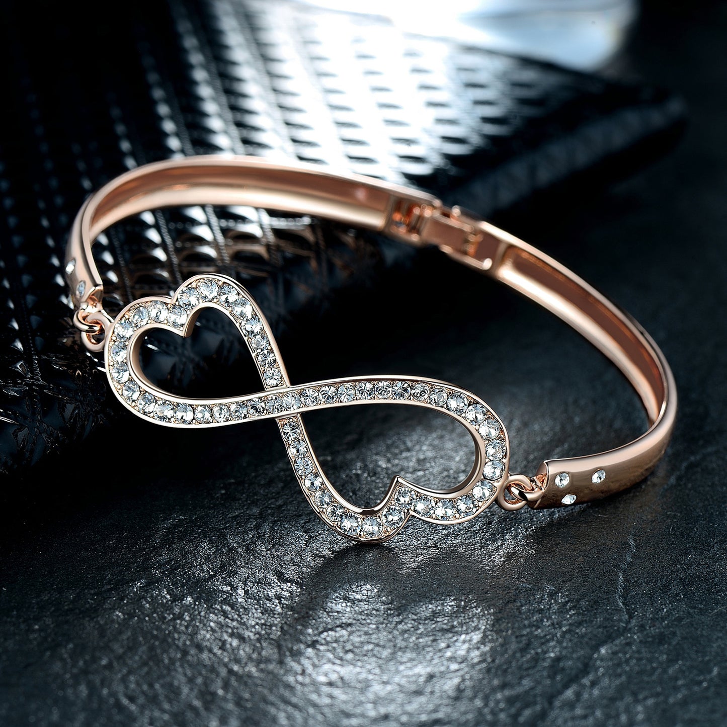 Rose Gold Plated Infinity Love Heart Bracelet made with Crystals